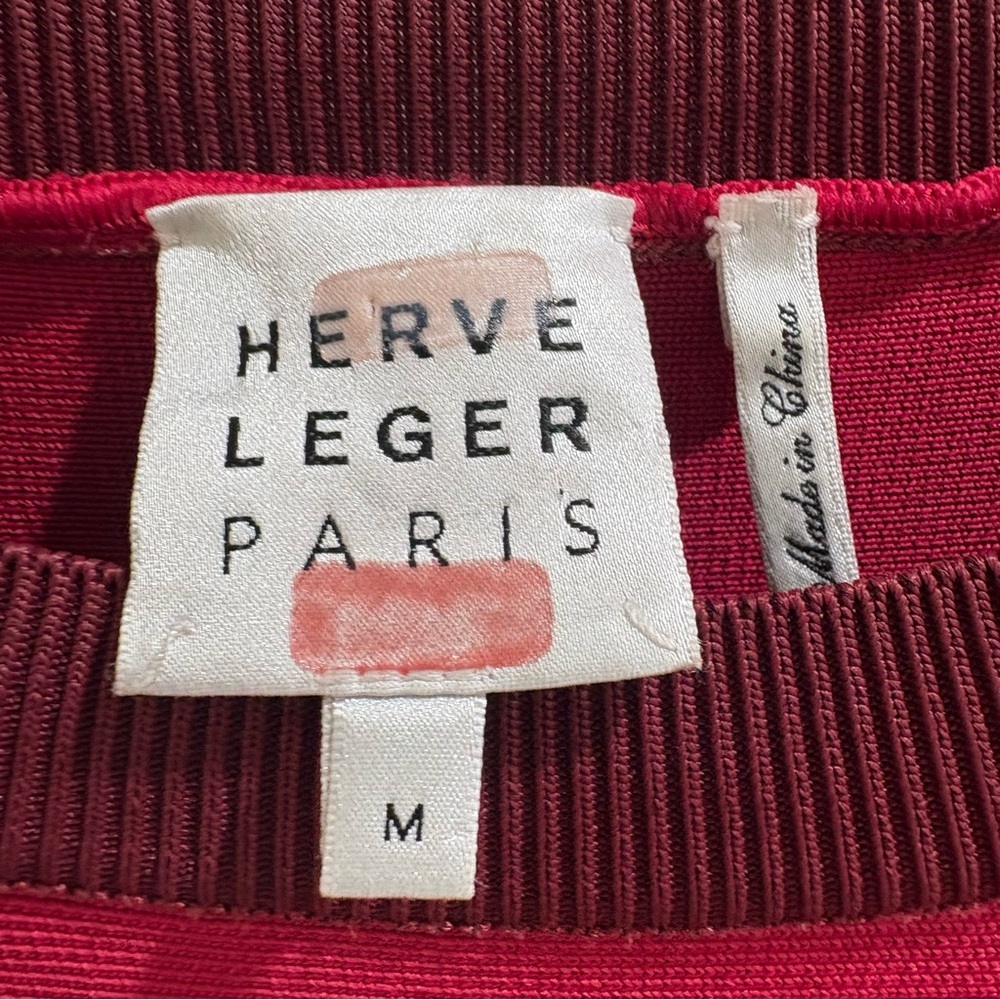 Herve Leger Red Ribbed Band Top - Picture 3 of 7